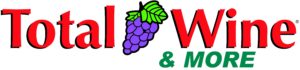 Logotipo de Total Wine and More con letras rojas y verdes y racimo de uva morado con hoja verde